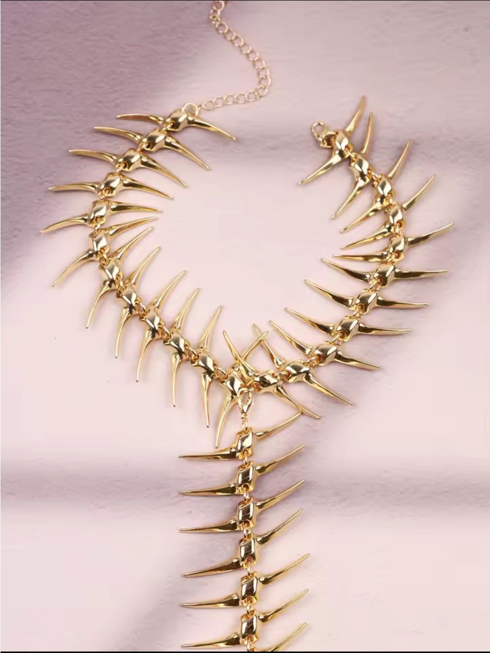 Gold Spine-Back Spike Necklace - Picture 4 of 5